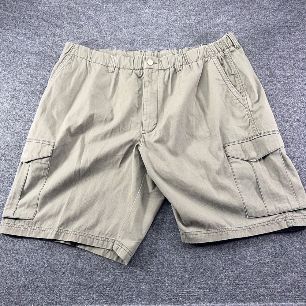 Tommy Bahama Mens 2XL‎ Cargo Shorts Green Khaki Cotton Elastic Waist